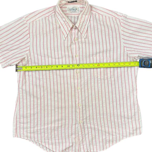 Vintage pink stripe cotton shirt – crunch cloth 80s style - Picture 5 of 6